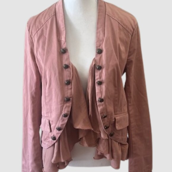 Free People Ruffle Romance Jacket Pink - Picture 4 of 7